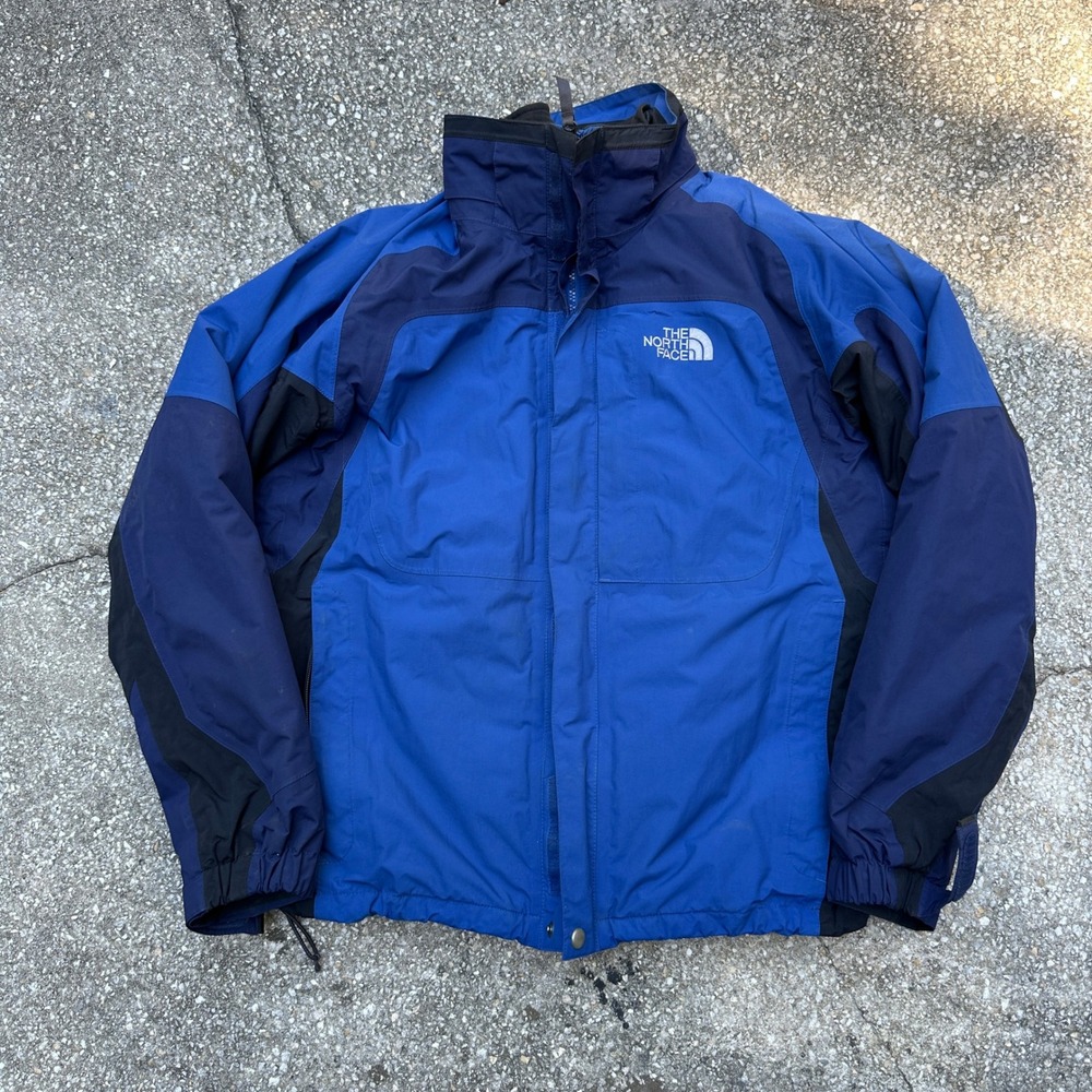 Vtg The North Face Mens Blue HyVent Ski Snowboard Jacket Size M Colorblock Zip